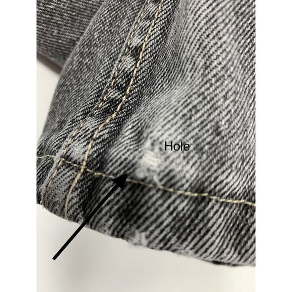 Lands' End‎ Traditional Fit Jeans Mens Size 36 Distress Grunge Black Faded Denim - Picture 6 of 10